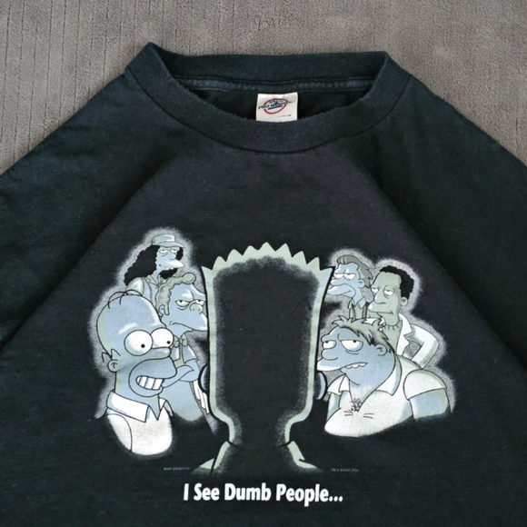 Vintage Y2K Men's 2001 Bart Simpson "I See Dumb People" T-Shirt Size XL - Picture 2 of 9